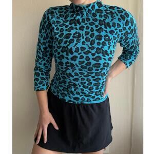 Vintage Blue Leopard cheetah girls top 90s / Y2K mob wife retro glam maximalist